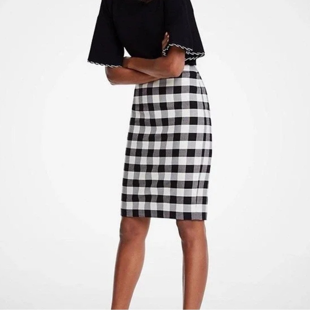 NWT Ann Taylor Women’s Checkered Pencil Skirt Black White Lined Size 2